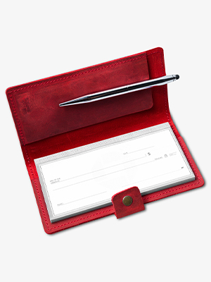Personalized Checkbook Cover, Rose, 100% Distressed Leather Wallet & Case