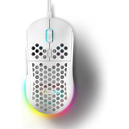 DIERYA Wired Gaming Mouse with Honeycomb Shell, 12800DPI Optical Sensor, 6 Programmable Macros, Software Support for Custom Key Config, and RGB Settings for Windows 7/8/10/XP, Vista, Linux-White
