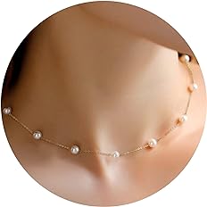 Trinckle Gold Pearl Necklace, Dainty Gold Necklaces Pearl Choker Necklace Pearl Necklaces for Women Gold Jewelry for Bride 15