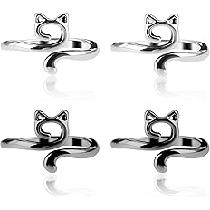 YUXIANLB 4pcs Knitting Crochet Loop Ring for Fingers Metal Open Yarn Guide Crochet Rings Adjustable Braided Faster Knitting T