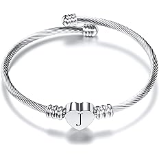 Chili Jewelry Women Girls Initial Heart A-Z Letter Cuff Bracelet Personalized Name Expandable Wristband Bangle Bracelets Stai