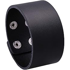 Mgutillart Punk Metal Buckle Wristband Wide Leather Cuff Bracelet