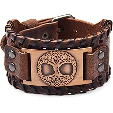 TURTLEDOVE Viking Bracelet Tree of Life - Nordic Bracelet with Yggdrasil Amulet - Pagan Jewelry of Dara Celtic Knot