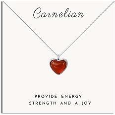 SmileBelle Red Heart Necklace Carnelian necklace for women, red stone heart pendant necklace for girls, silver heart jewelry