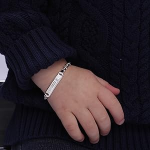 Sterling Silver Engraved ID bracelet with cross for boys or girls