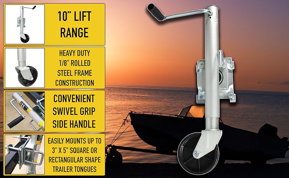 trailer jack boat utility swing swivel side wind lift raise tongue swing back Ram Curt MaxxHaul