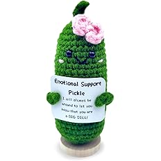 Handmade Mini Funny Positive Emotional Support Pickle, Cute Stuff Funny Knitted Wool Handwoven Ornaments Christmas Crochet Gi