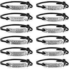 AleapDoll Christmas Stocking Stuffers Gifts 12 Pcs Bulk Inspirational Gifts Leather Bracelets for Women Girls Motivational Qu