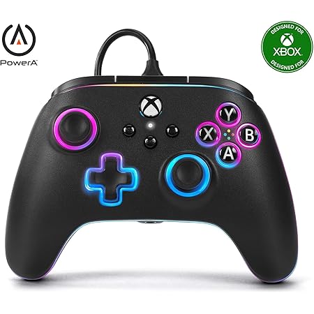 PowerA Advantage Wired Controller for Xbox Series X|S with Lumectra - Black, gamepad, wired video game controller, gaming controller, works with Xbox One and Windows 10/11, Officially Licensed for Xbox