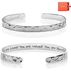 Carviell Bracelets for Women, Personalized Gifts for Her, Mom, Best Friend, Inspirational Friendship Cuff for Teen Girls, Eng