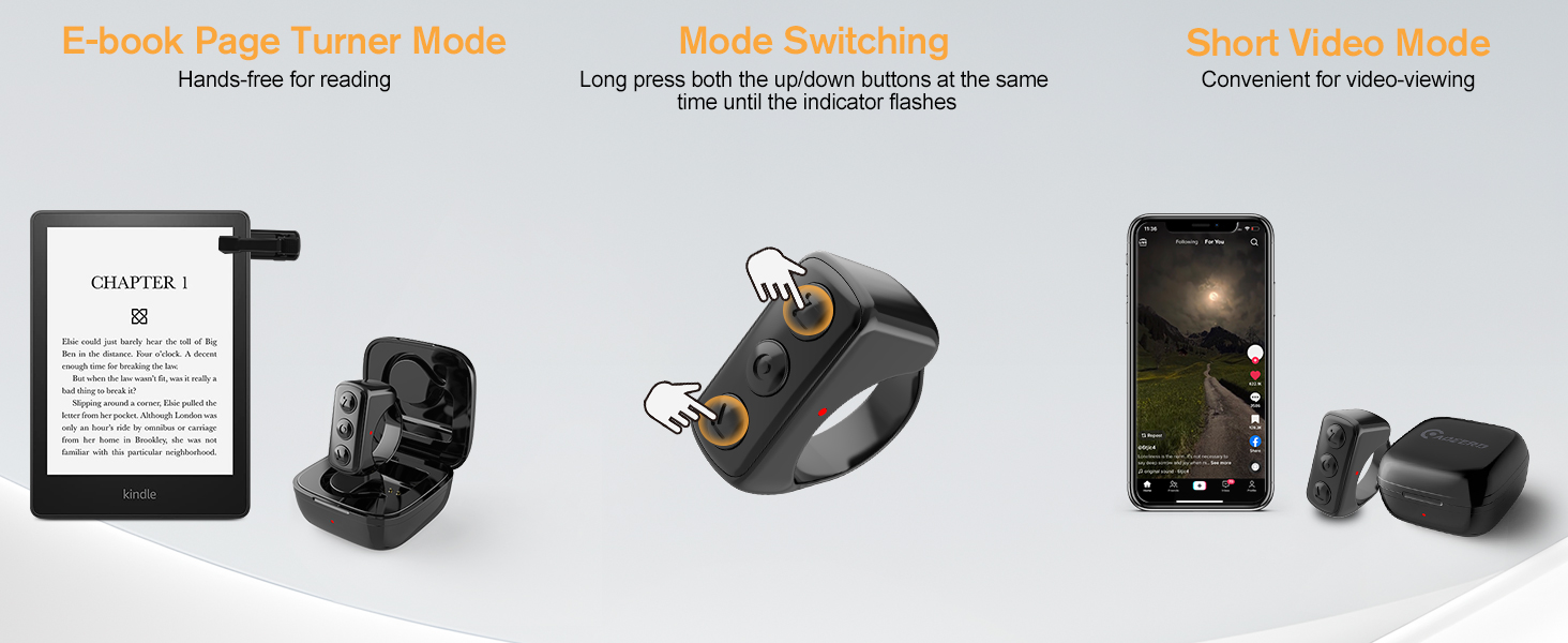 Remote Page Turner for Kindle Kobo, TikTok Scrolling Ring