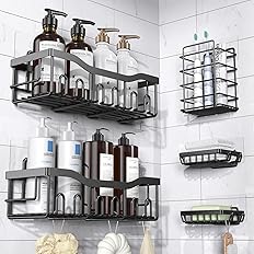 EUDELE Shower Caddy 5 Pack,Adhesive Shower Organizer for Bathroom Storage&Home Decor&Kitchen,No Drilling,Large Capacity,Rustp