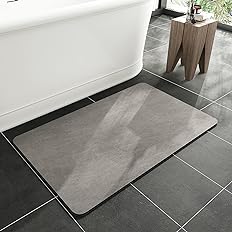 MontVoo-Bath Mat Rug-Rubber Non Slip Quick Dry Super Absorbent Thin Bathroom Rugs Fit Under Door-Washable Bathroom Floor Mats