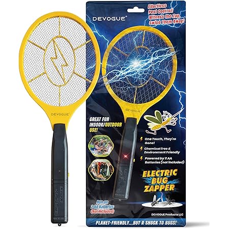 DEVOGUE® Electric Fly Swatter Bug Zapper Battery Operated Flies Killer Indoor & Outdoor Pest Control Mosquito and Insect Catcher Racket