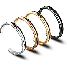 Zuo Bao Hair Tie Bracelet High Polishing Stainless Steel Grooved Cuff Bangle for Women Girls