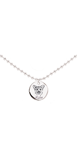 ballchain pet portrait name necklace pet lover dog mom cat silver jewelry custom