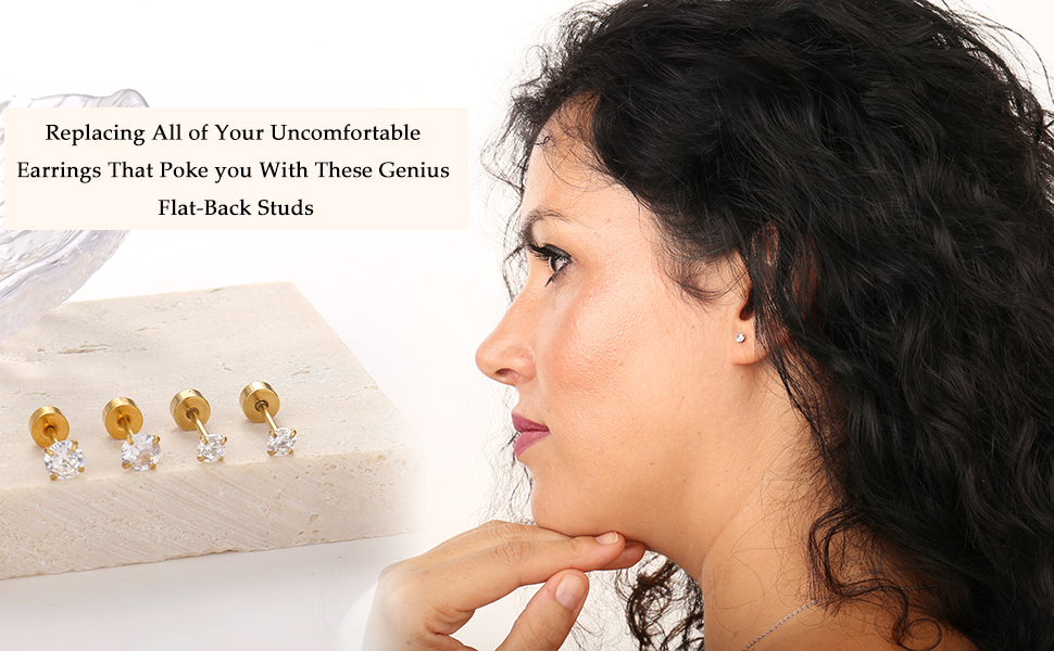flat back stud earrings earring sets for multiple piercing Flat Back Earrings