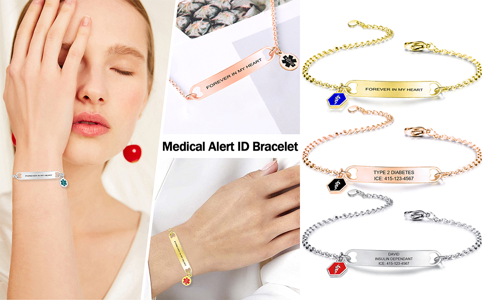 Kurafeel Medical Alert Bracelets for Women Men