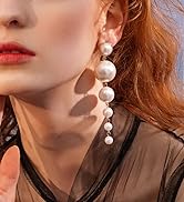 Trinckle Gold Pearl Earrings for women,Gold Dangle Earrings,long earrings sparkling leaf earrings...