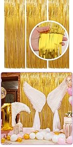 Foil Fringe Curtains Party Decorations, Tinsel Curtain Backdrop for Parties, Door Streamers