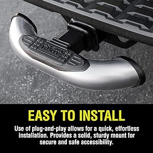 Bully,hitch step,chrome,non-slip,durable,easy install,damage protection,maximum strength,safe access