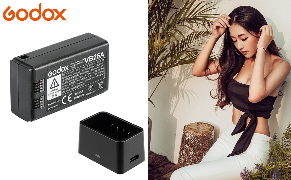 Godox V1 Battery VB26A for Godox V1S V1N V1C V1F V1O V1 Flash and V860III  V850III AD100PRO