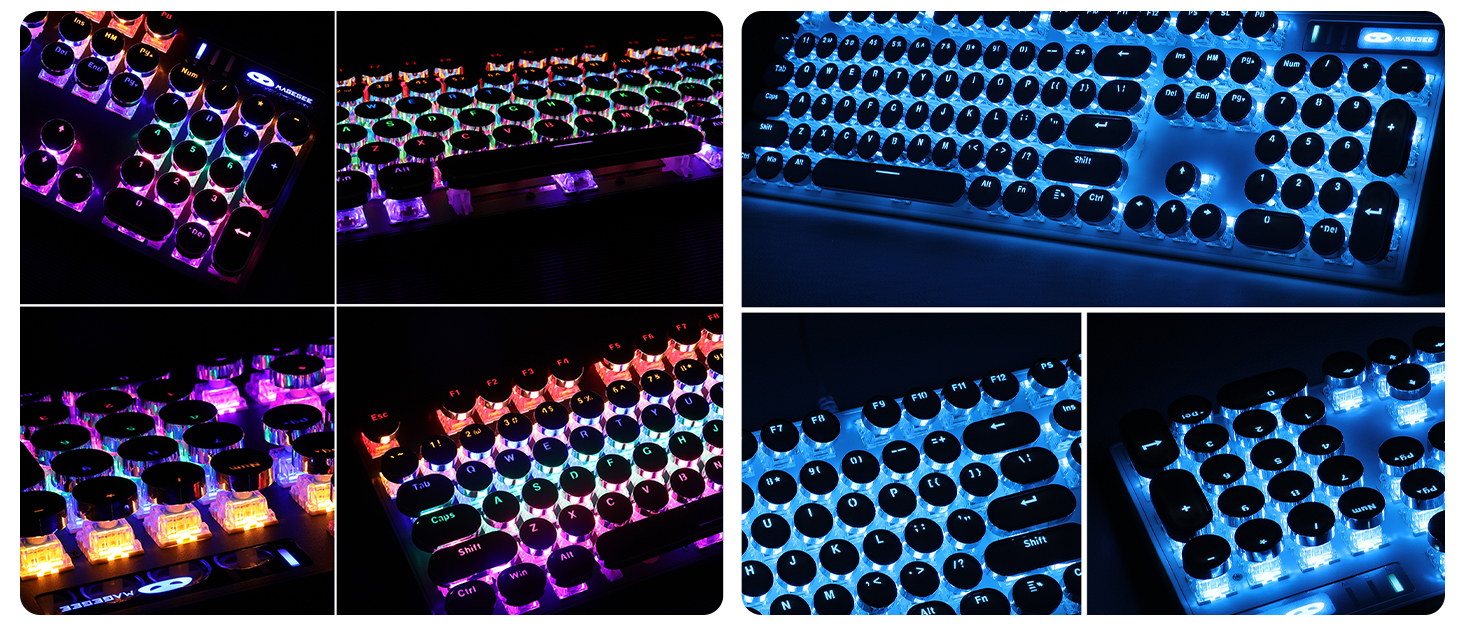 typewriter style light up mechanical gaming keyboard