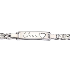 Sterling Silver ID Bracelet with Heart for Little Girls