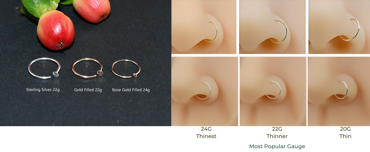 Nose rings, nose ring, nose rings hoops, nose hoops, ,gold nose rings hoop, gold nose ring