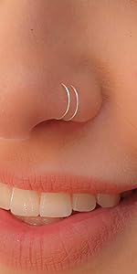 silver double hoop spiral nose ring