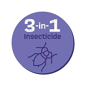 circle icon with insect illustration with headline three in one insecticide