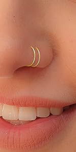 Gold Double Nose Ring